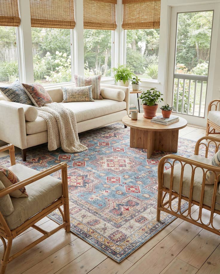 Detail image of 7' 10 x 7' 10 Washable Timeless Square Rug