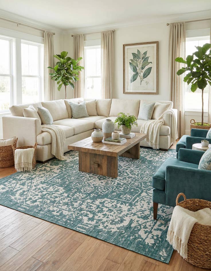 Detail image of 13' x 13'  Washable Jill Zarin Dubai Indoor / Outdoor Square Rug