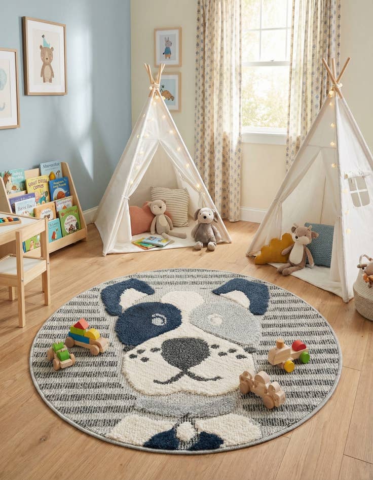 Detail image of 3' x 3' Whimsy Kids Round Rug