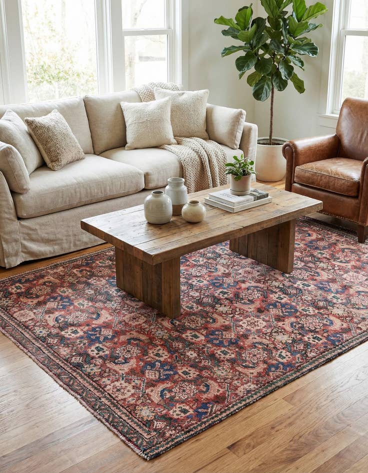 Detail image of 4' x 5' 2  Hand Knotted Ultra Vintage Persian Wool Rug