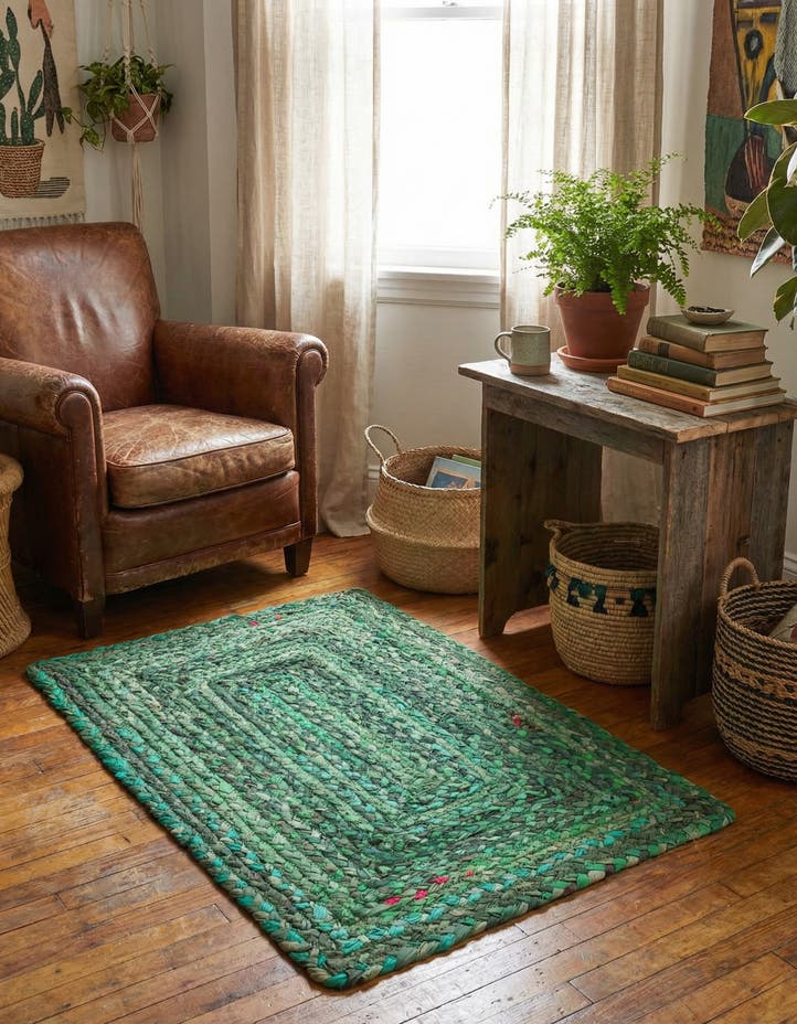 2' x 3' 1 Handmade Braided Chindi Rug