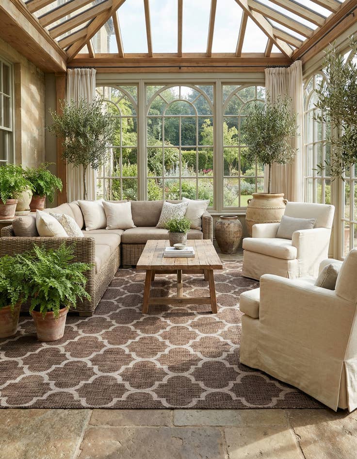 Detail image of 10' 8 x 10' 8 Easy-Clean Trellis Indoor / Outdoor Square Rug