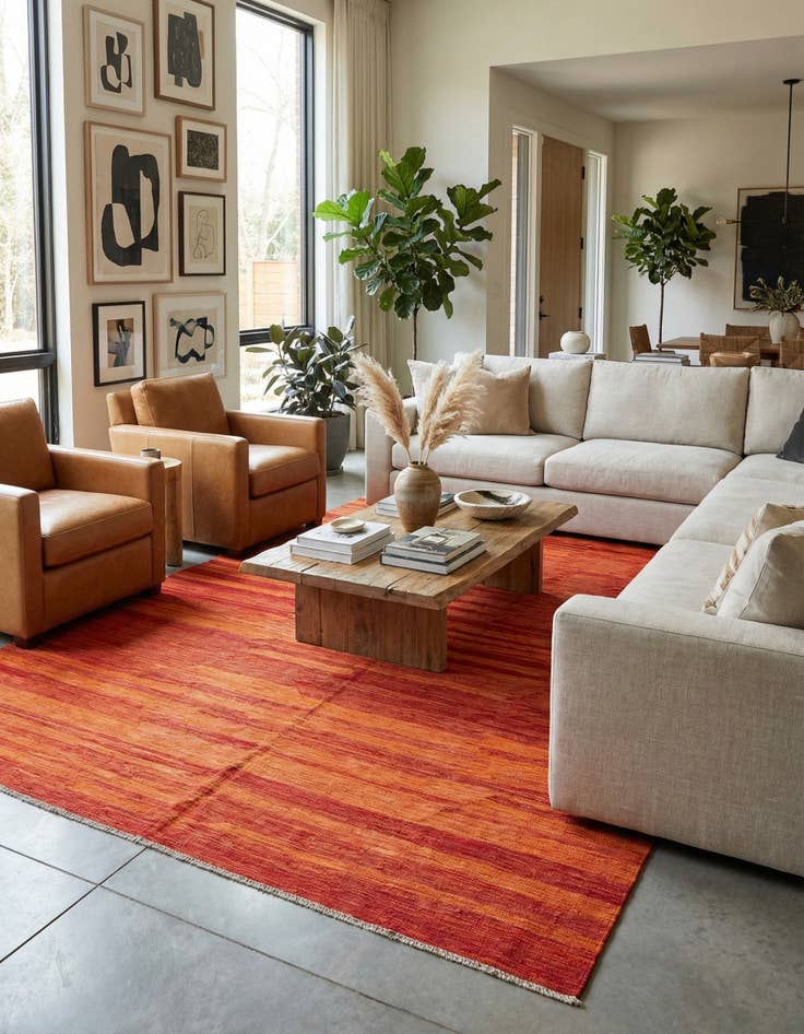 Detail image of 6' 7 x 9' 9  Hand Woven Kilim Modern Wool Rug