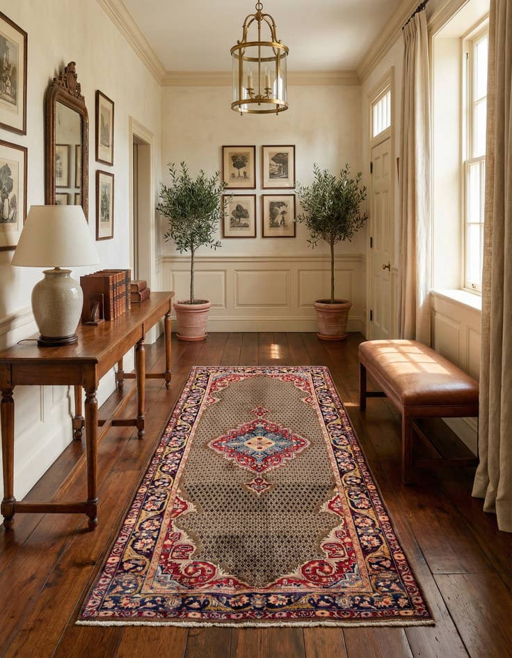 Detail image of 5' x 10'  Hand Knotted Songhor Persian Wool Runner Rug