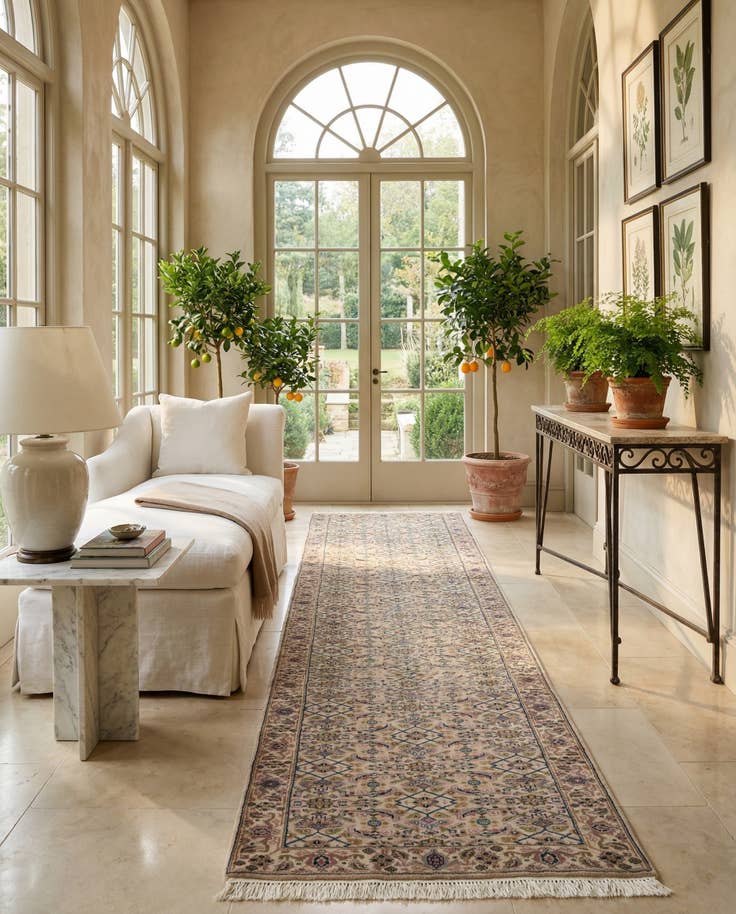 Detail image of 2' 9 x 12' 9 Hand Knotted Farahan Wool Runner Rug