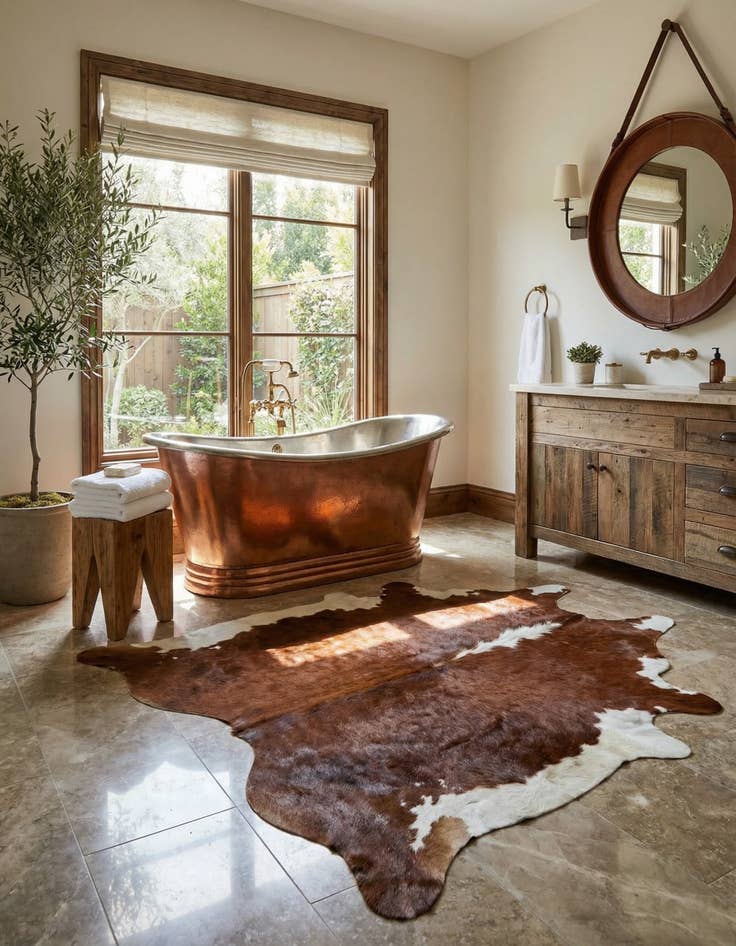 Detail image of 7' x 7' 1 Cowhide Leather Square Rug