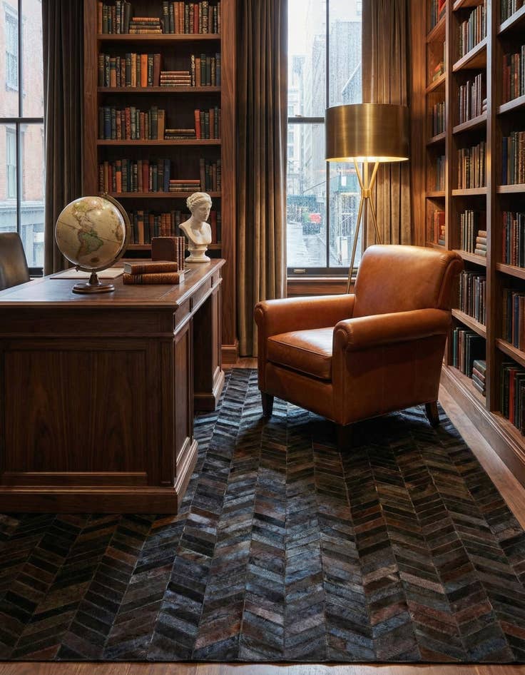 Detail image of 5' 1 x 8' Cowhide Leather Rug