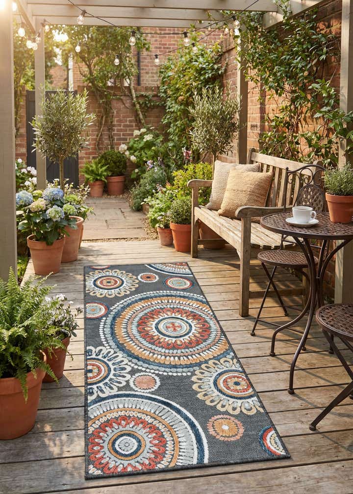 2' 2 x 5' 3 Easy-Clean Botanical Indoor / Outdoor Runner Rug