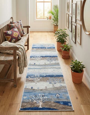 Blue Gray Gabbeh Runner Rug