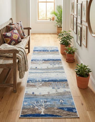 Blue Gray Gabbeh Runner Rug