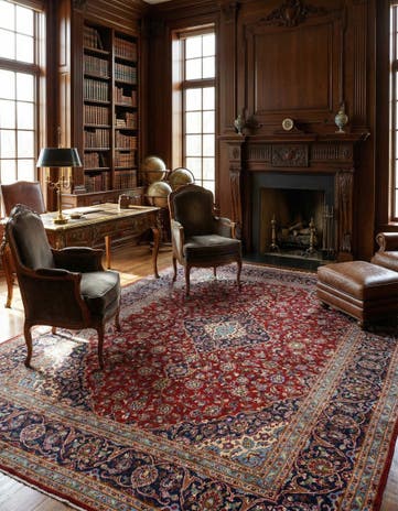 10' x 12' 9 Hand Knotted Kashan Persian Wool Rug