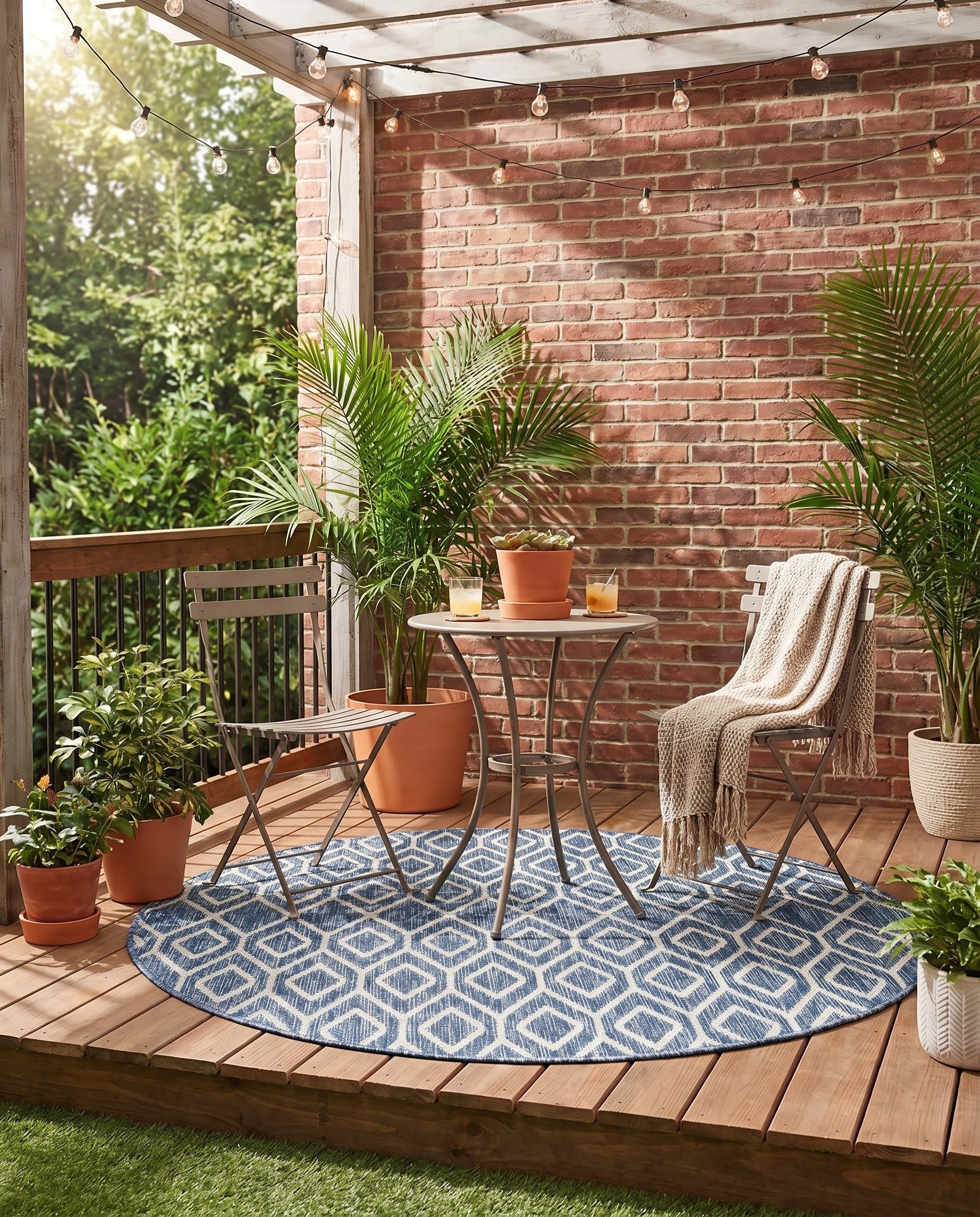 4' x 4' Easy-Clean Jill Zarin Turks and Caicos Indoor / Outdoor Round Rug