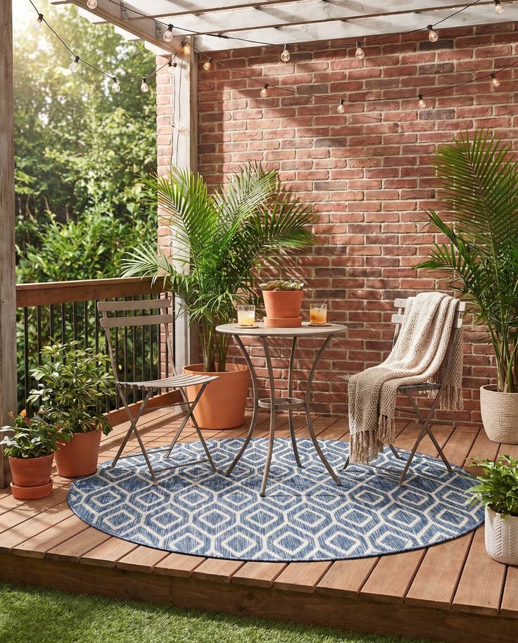 Detail image of 4' x 4' Easy-Clean Jill Zarin Turks and Caicos Indoor / Outdoor Round Rug