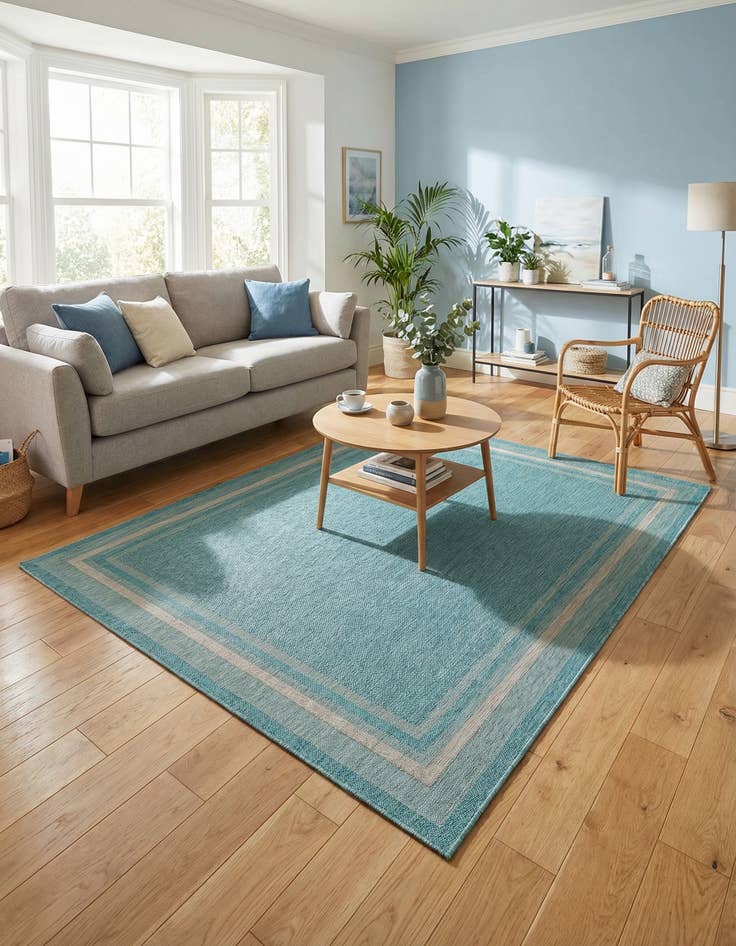 Detail image of 10' 8 x 10' 8  Washable Border Indoor / Outdoor Square Rug