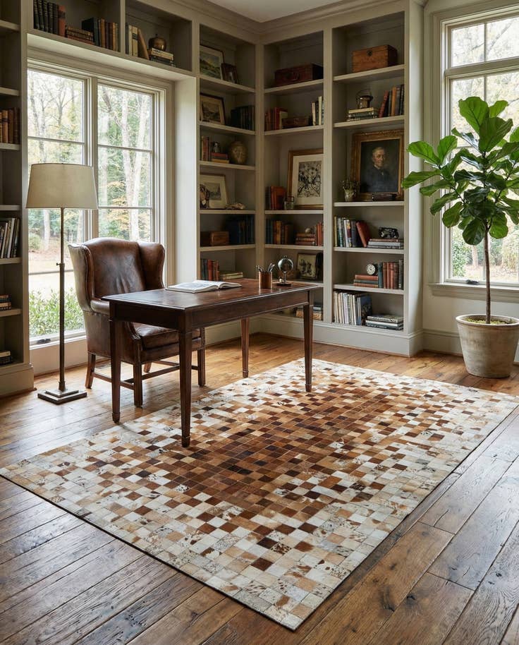 Detail image of 4' 11 x 8' Cowhide Stocks Rug