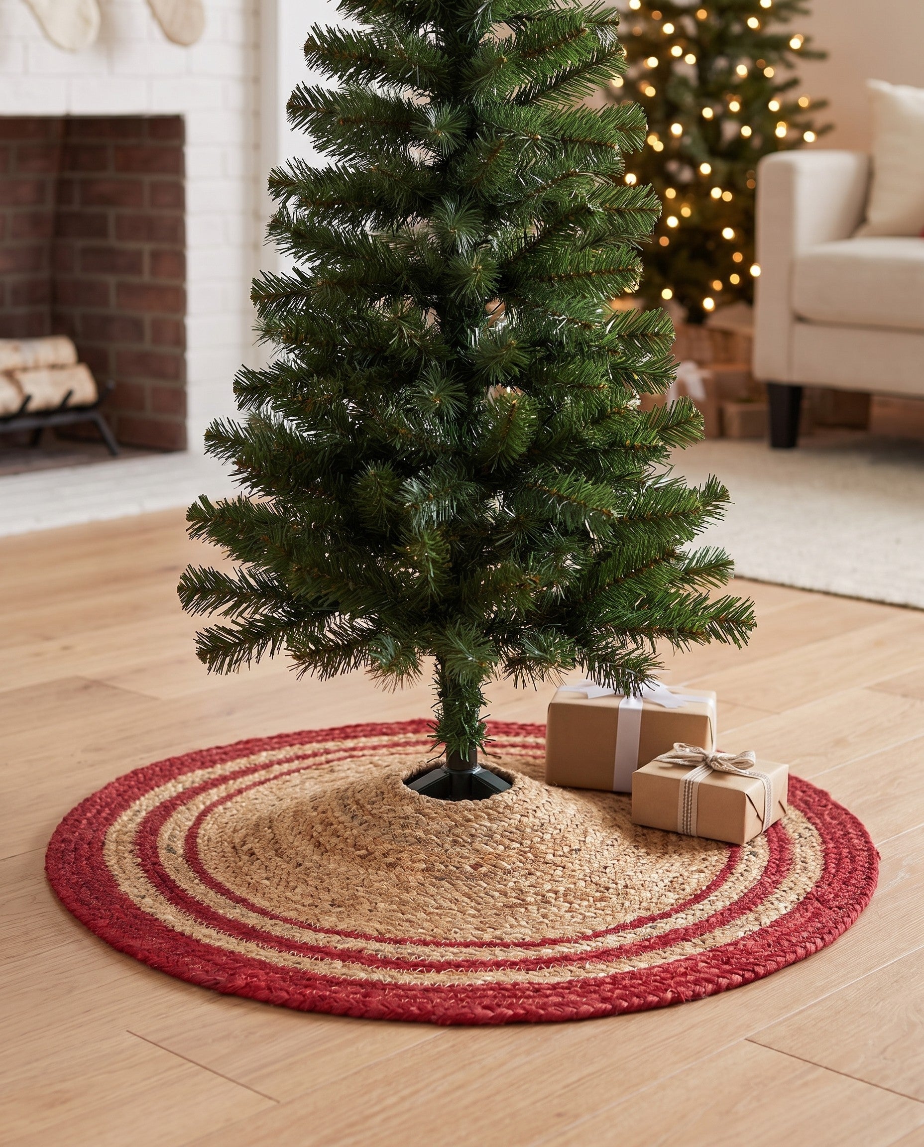 2' 2 x 2' 2 Hand Braided Christmas Tree Skirt