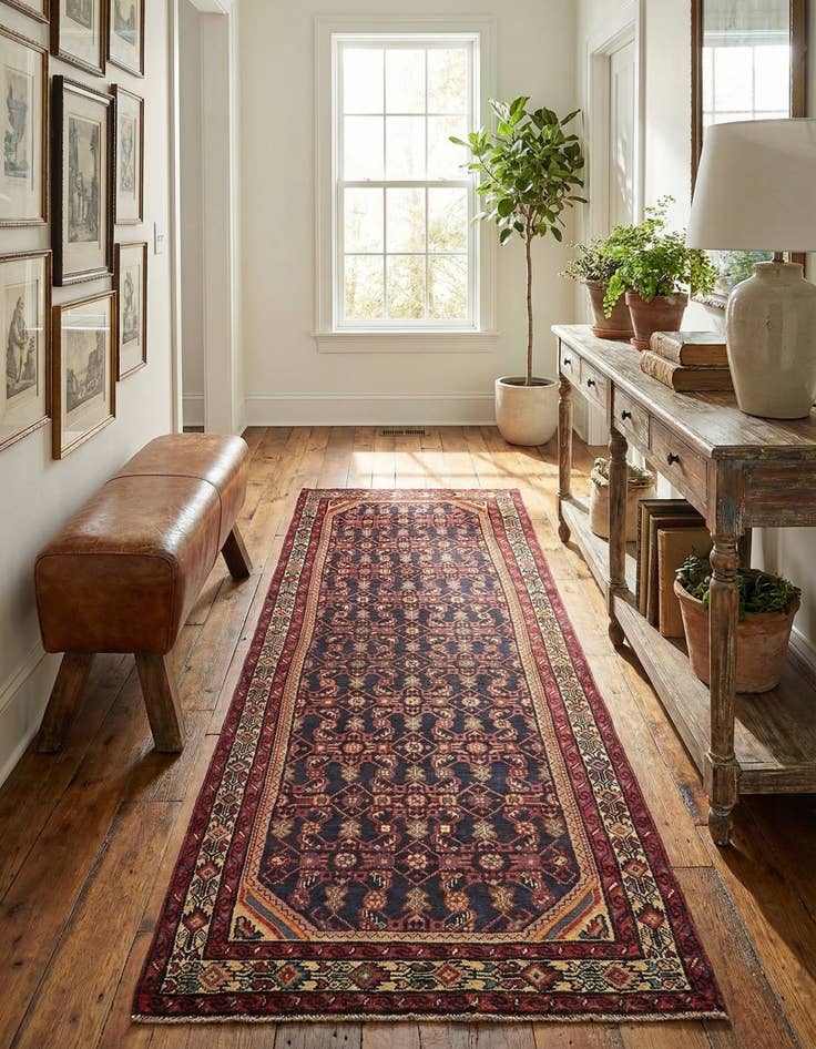 Detail image of  3' 6 x 9' 8  Hand Knotted Hossainabad Persian Wool Runner Rug