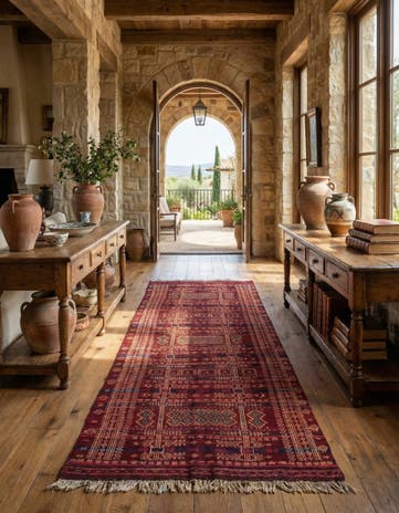 4' 10 x 11' 8 Hand Woven Kilim Fars Wool Runner Rug