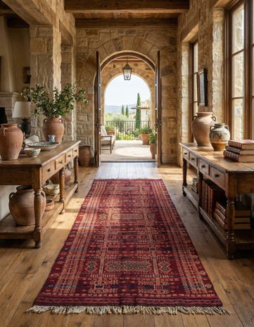 4' 10 x 11' 8 Hand Woven Kilim Fars Wool Runner Rug