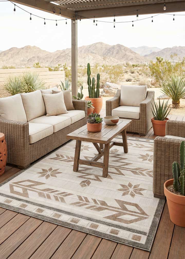 7' 10 x 11' Easy-Clean Modern Indoor / Outdoor Rug