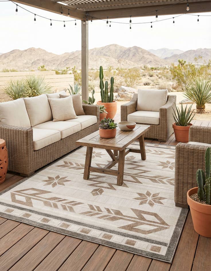 Detail image of 7' 10 x 11'  Washable Modern Indoor / Outdoor Rug