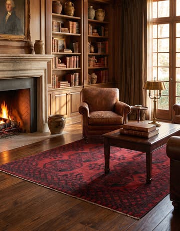 4' 9 x 6' 4 Hand Knotted Afghan Akhche Wool Rug