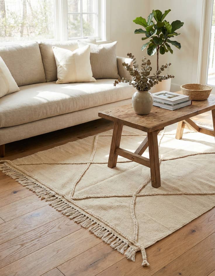 Detail image of 3' 8 x 4' 10  Hand Knotted Moroccan Wool Rug