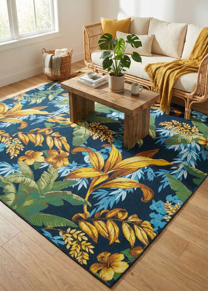7' x 10' Easy-Clean Botanical Indoor / Outdoor Rug