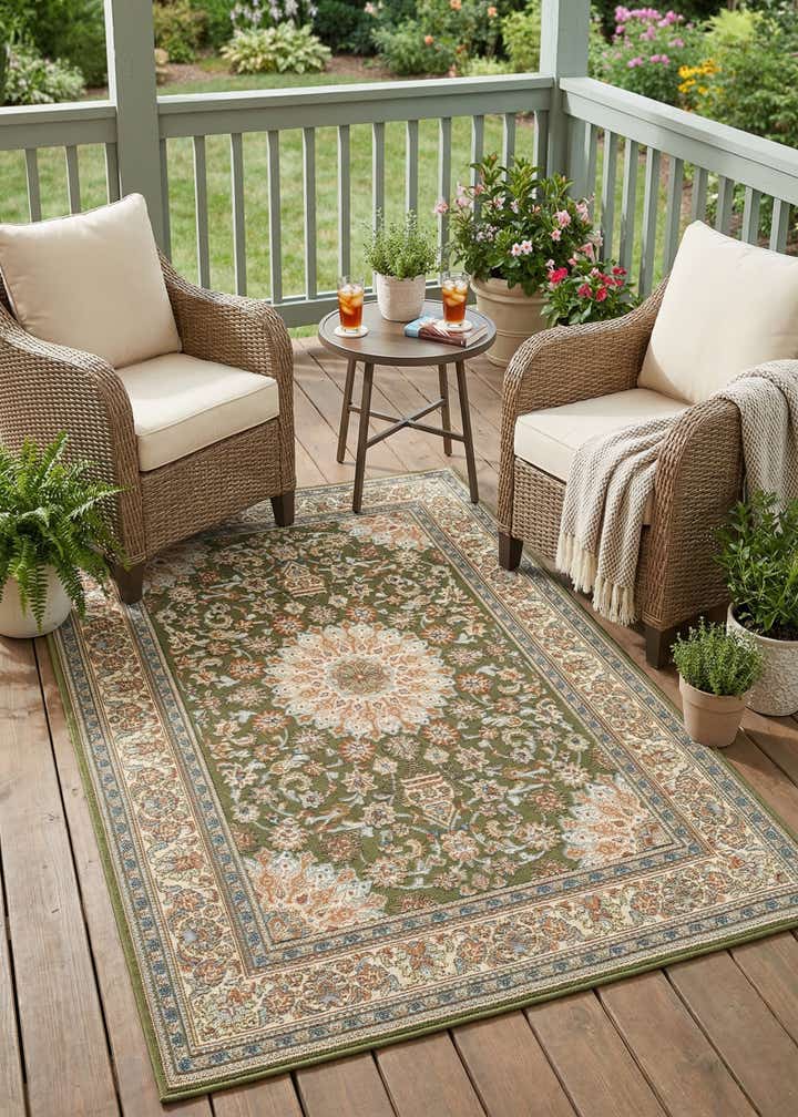 4' 1 x 6' 1 Easy-Clean Traditional Indoor / Outdoor Rug