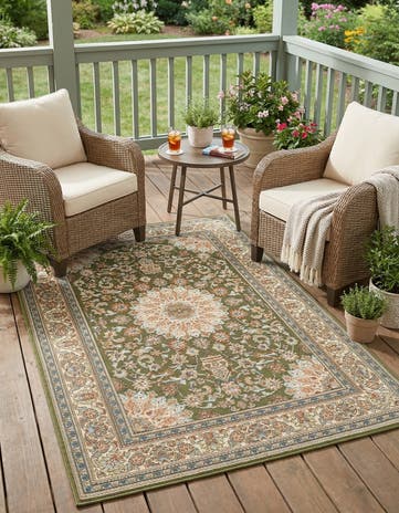 4' 1 x 6' 1 Easy-Clean Traditional Indoor / Outdoor Rug