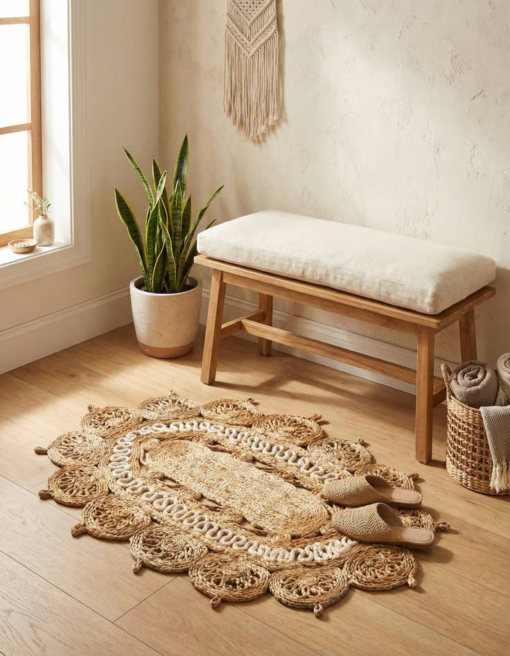 Detail image of 2' x 3' 1  Hand Braided Jute Oval Rug