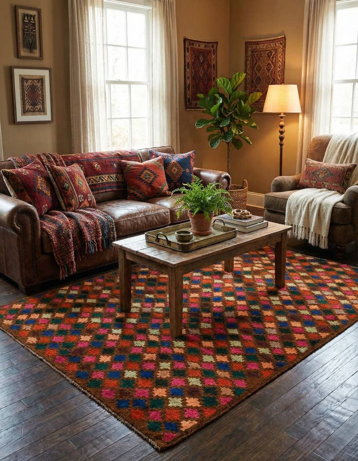 Detail image of 4' 7 x 6' 10  Hand Knotted Balouch Wool Rug