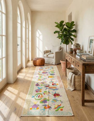 2' 5 x 9' 5 Hand Woven Kilim Suzani Wool Runner Rug
