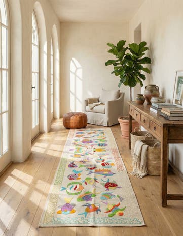 2' 5 x 9' 5 Hand Woven Kilim Suzani Wool Runner Rug