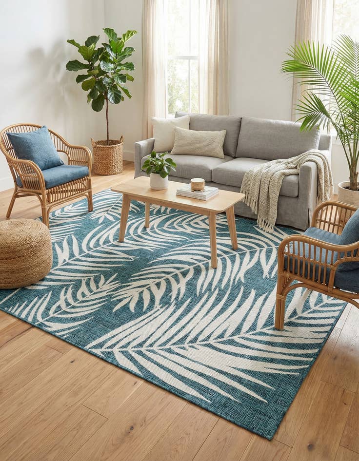 Detail image of 6' x 9'  Washable Botanical Indoor / Outdoor Rug