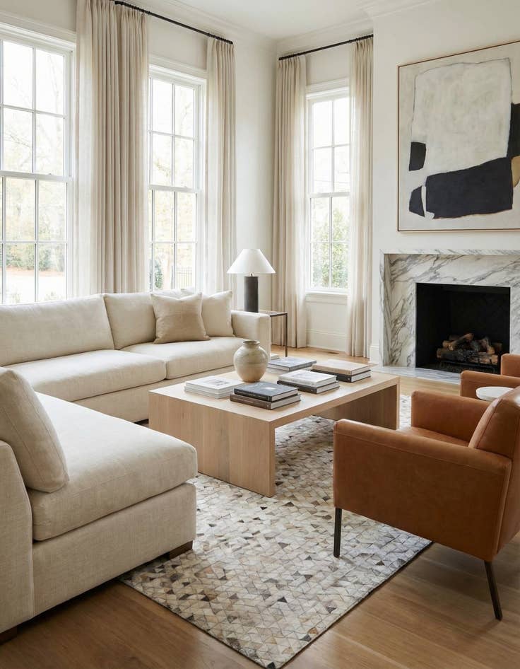 Detail image of  7' 10 x 10' Cowhide Leather Rug