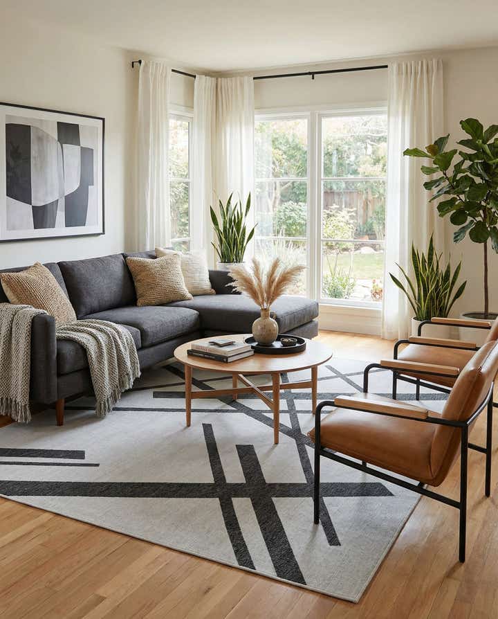 9' x 12' Easy-Clean Modern Indoor / Outdoor Rug