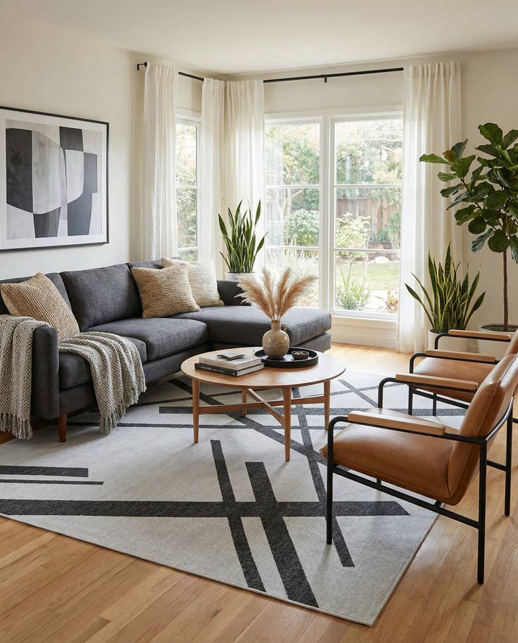 Detail image of 9' x 12' Easy-Clean Modern Indoor / Outdoor Rug