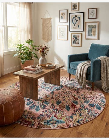 Pink Charleston Round Rug