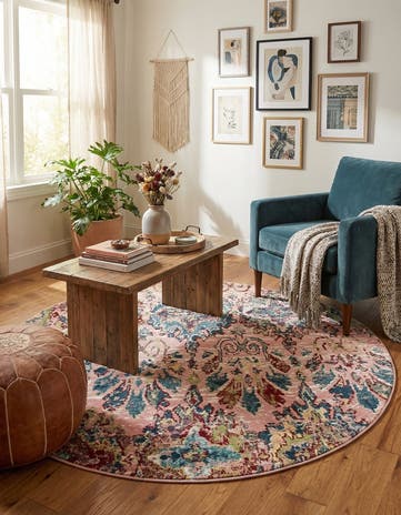 Pink Charleston Round Rug