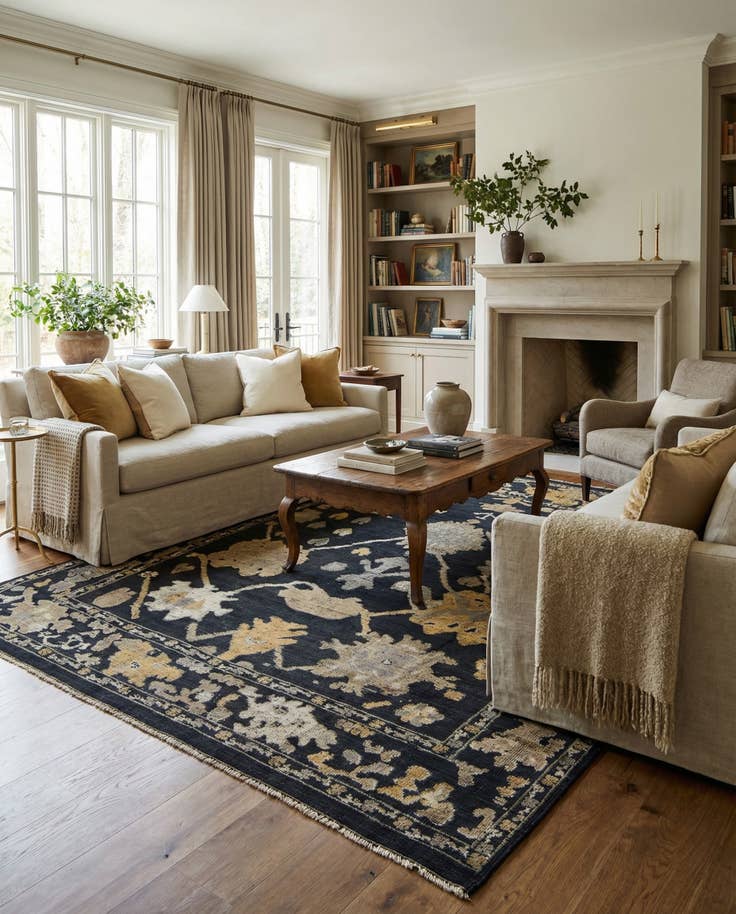 Detail image of 9' 3 x 12' 4 Hand Knotted Oushak Wool Rug