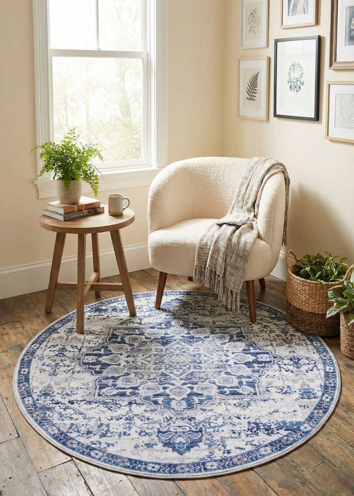 4' x 4' Washable Francesca Round Rug