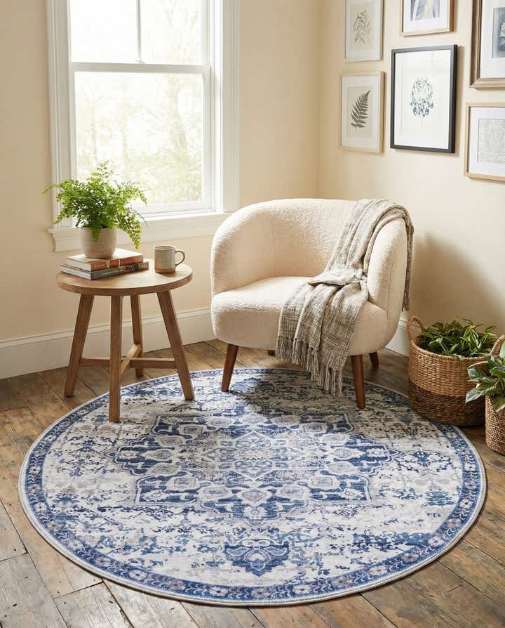 4' x 4' Washable Francesca Round Rug