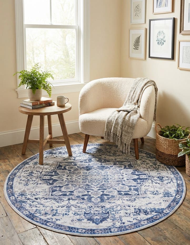 4' x 4' Washable Francesca Round Rug