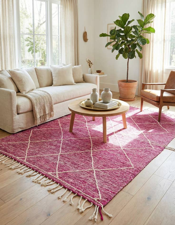 Detail image of 6' 5 x 10'  Hand Knotted Moroccan Wool Rug