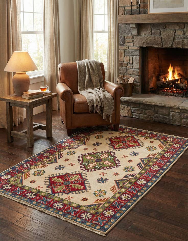 Detail image of 3' 2 x 5'  Hand Knotted Kazak Rug