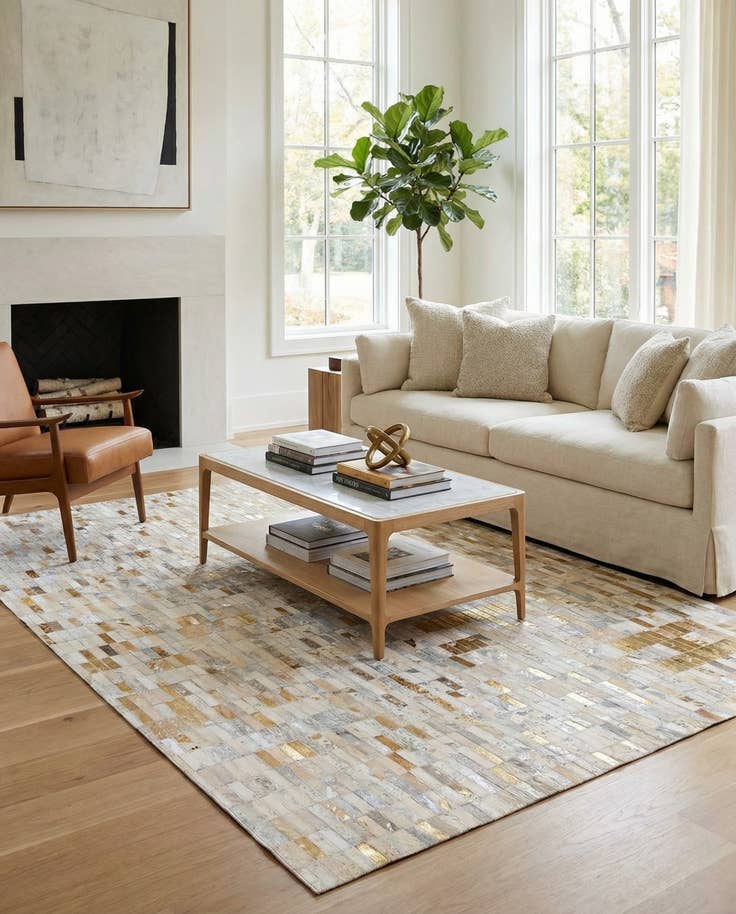 Detail image of 4' 10 x 8' 2 Cowhide Stocks Rug