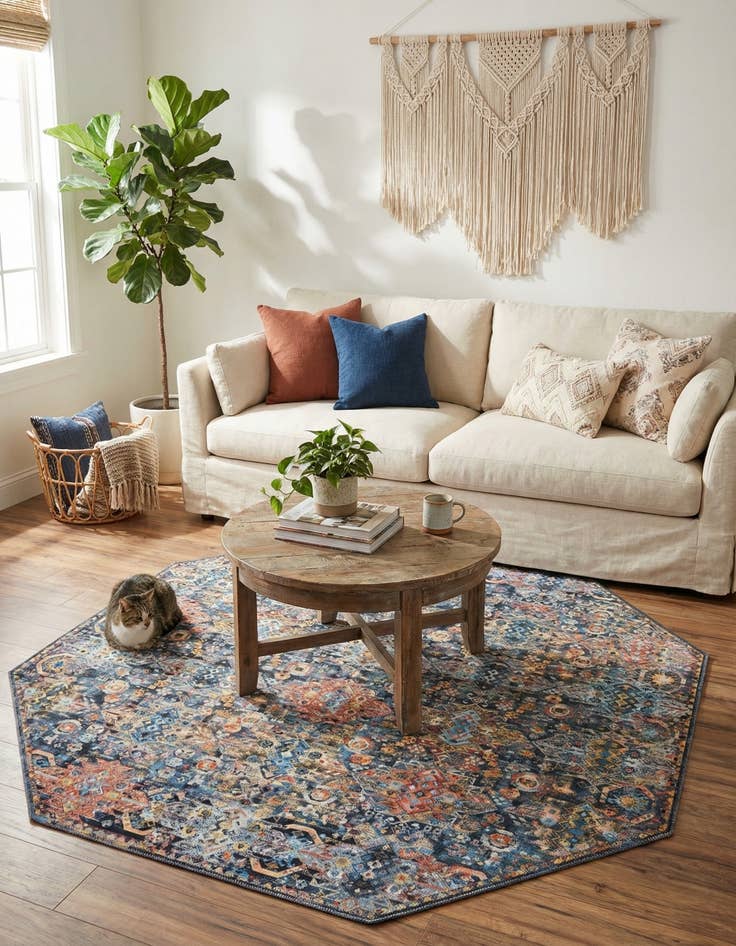 Detail image of 7' 7 x 7' 7 Washable Timeless Octagon Rug