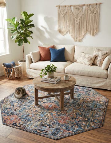 7' 7 x 7' 7 Washable Timeless Octagon Rug