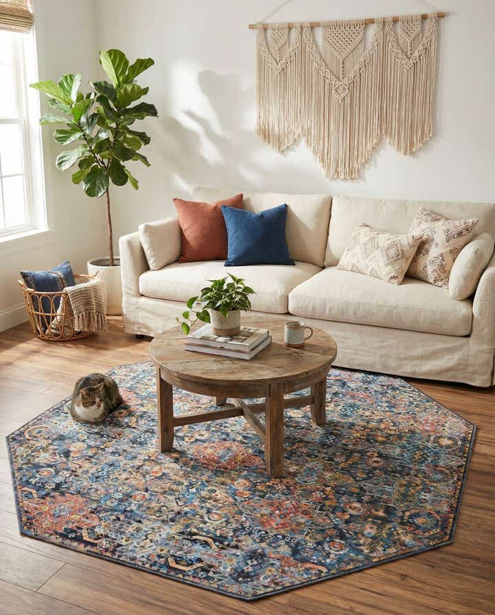 7' 7 x 7' 7 Washable Timeless Octagon Rug
